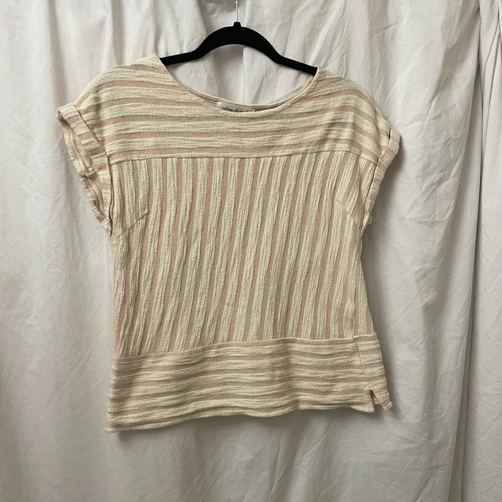 Cream and Kaki Striped Top